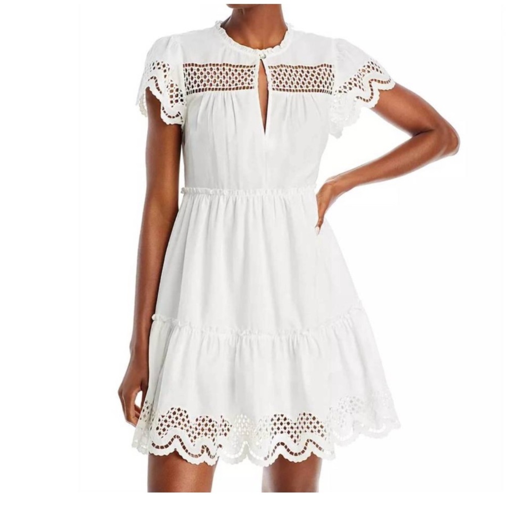 Rails Eyelet Lettie Cotton Mini Dress in White Size Medium